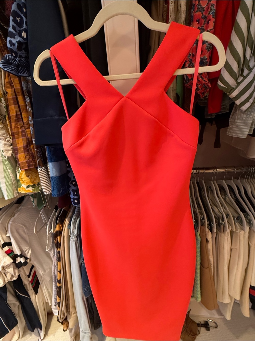 Ted Baker London Coral Red Cross-Back Mini Dress